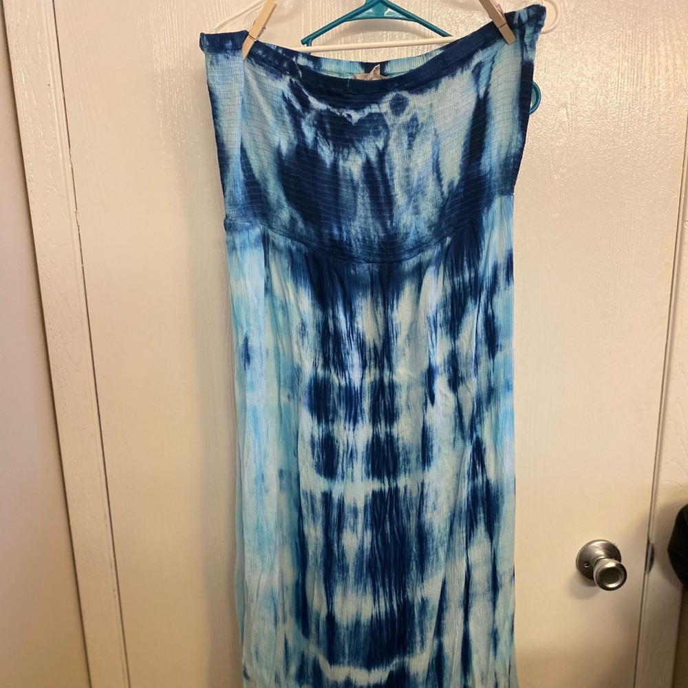Blue tie dye long dress
